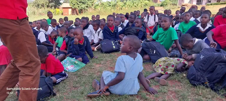 Children learning about nature outdoors.